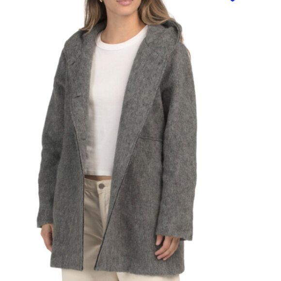 NEW MAGARI Made In Italy Wool Blend Hooded Coat in grey for women 1125 10m5 - Picture 1 of 4
